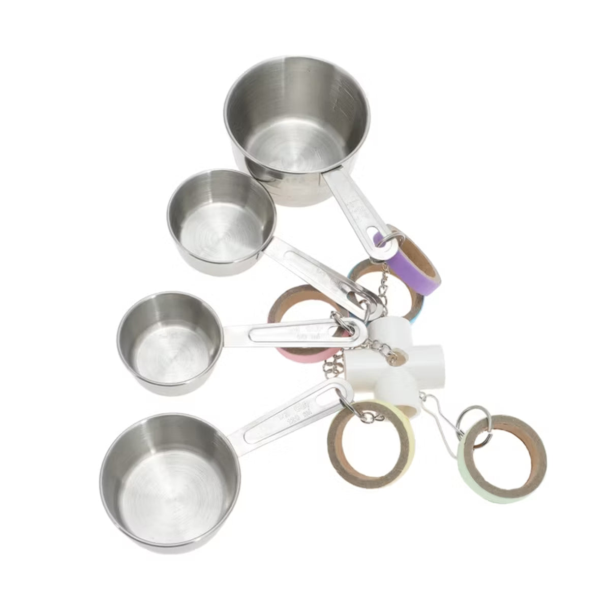Stainless Steel Parrot Toy Bell & Colourful Paper Rings for Birds