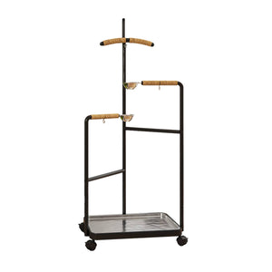 Floor Standing Parrot Bird Stand Multi Level Perch Training Stand with Wheels Stainless Steel Tray