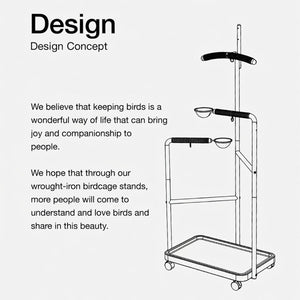 Floor Standing Parrot Bird Stand Multi Level Perch Training Stand with Wheels Stainless Steel Tray