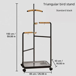 Floor Standing Parrot Bird Stand Multi Level Perch Training Stand with Wheels Stainless Steel Tray