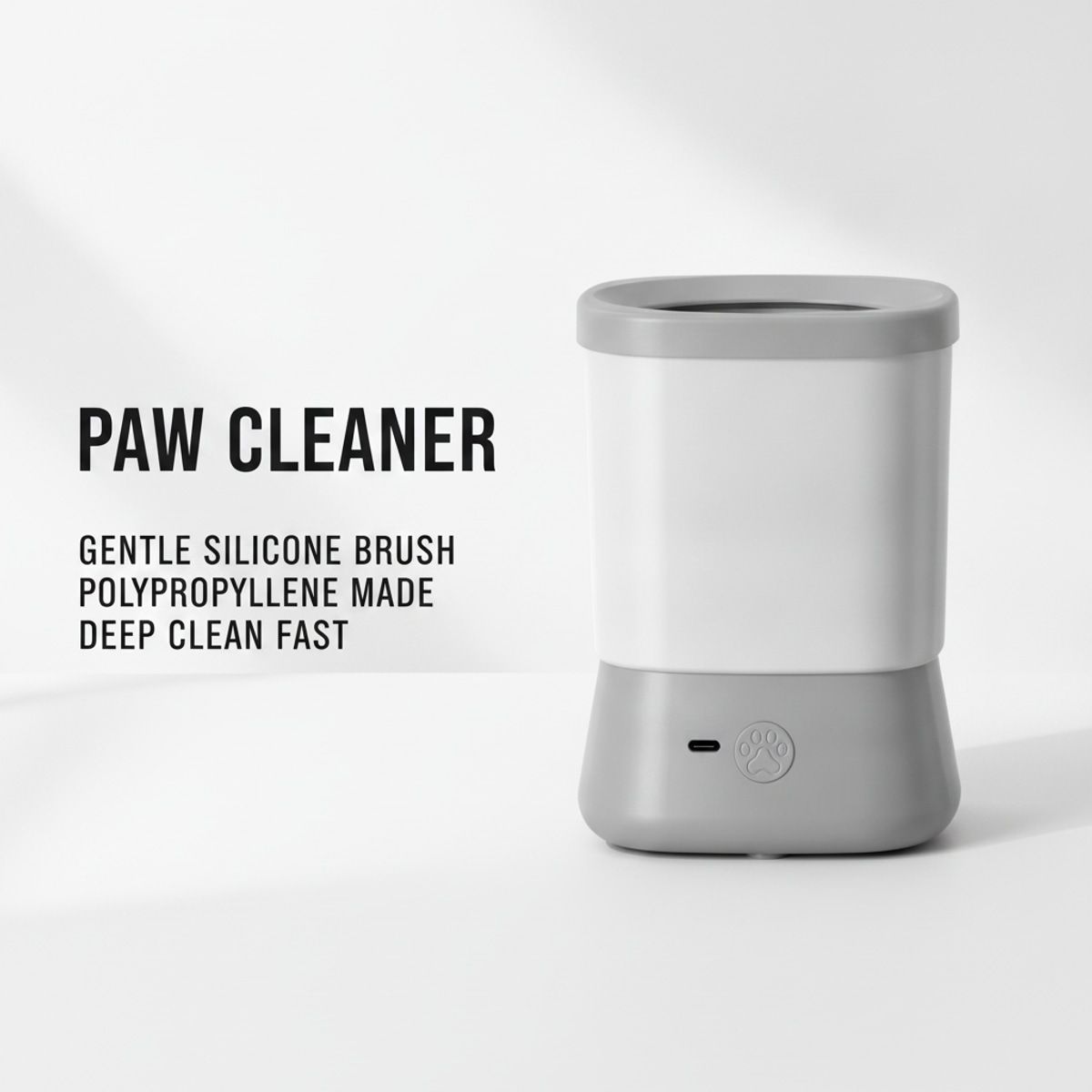 Grey Automatic Pet Paw Cleaner with Rotating Brush