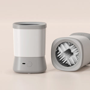 Grey Automatic Pet Paw Cleaner with Rotating Brush