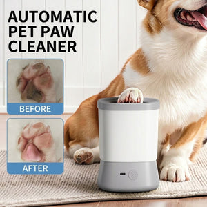 Grey Automatic Pet Paw Cleaner with Rotating Brush