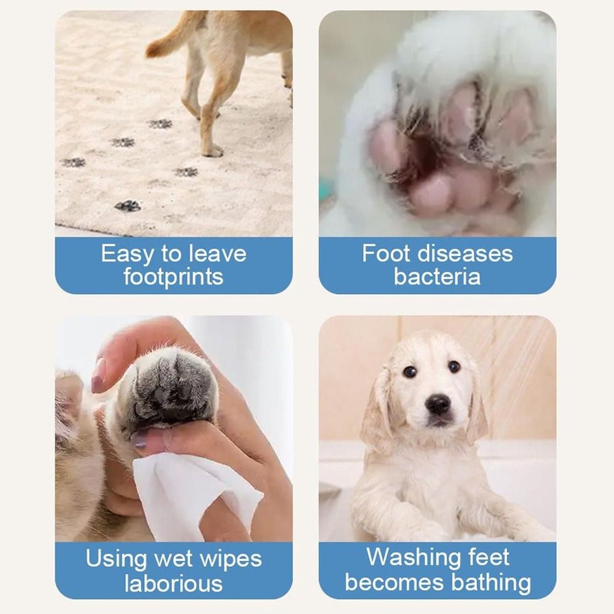 Grey Automatic Pet Paw Cleaner with Rotating Brush