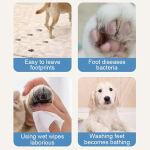 Grey Automatic Pet Paw Cleaner with Rotating Brush