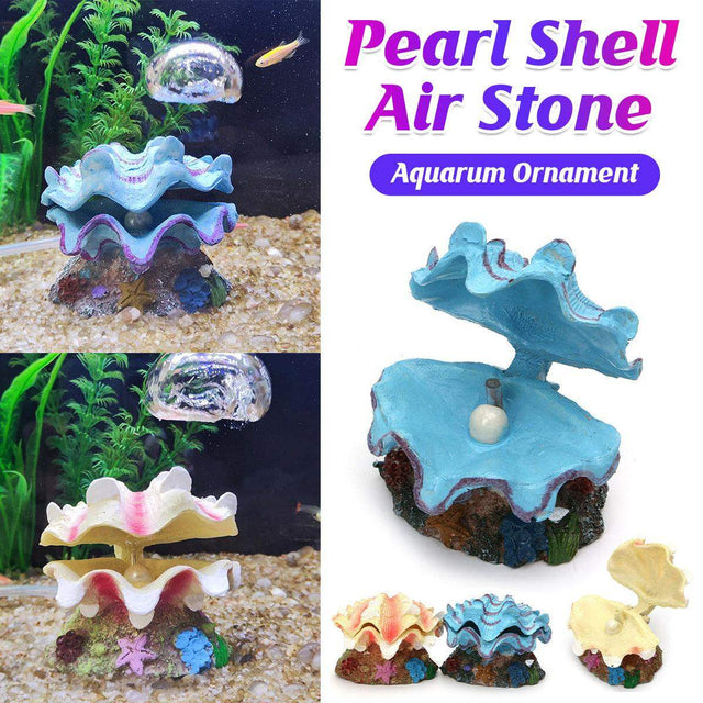 animated clam shell aquarium decoration with air pump function in blue resin