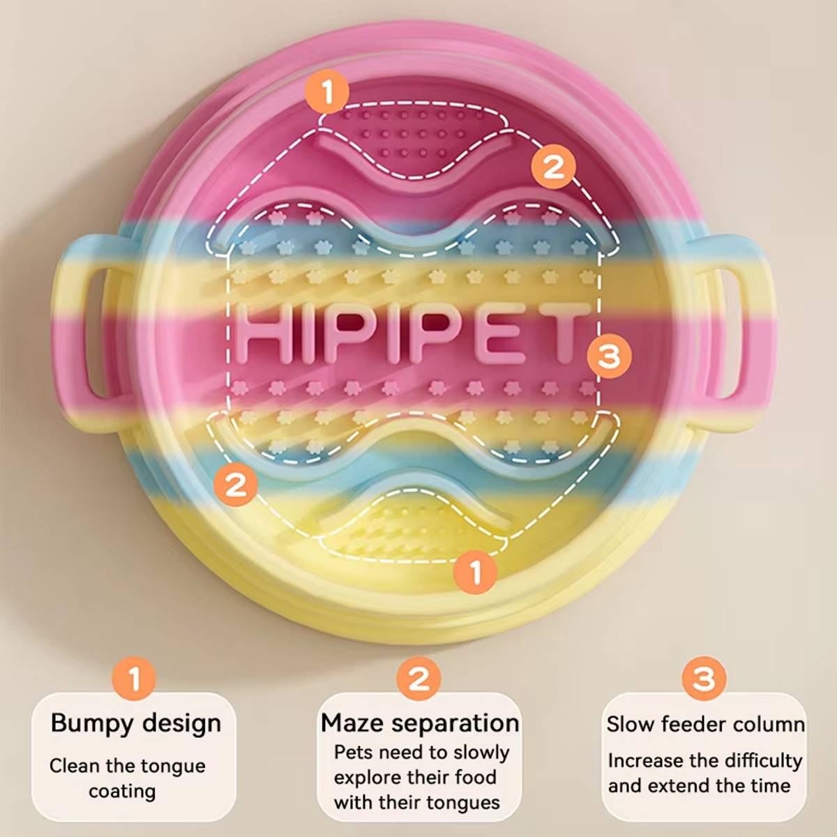 Slow Feeding Dog Bowl  Anti-Choking Silicone Pet Bowl