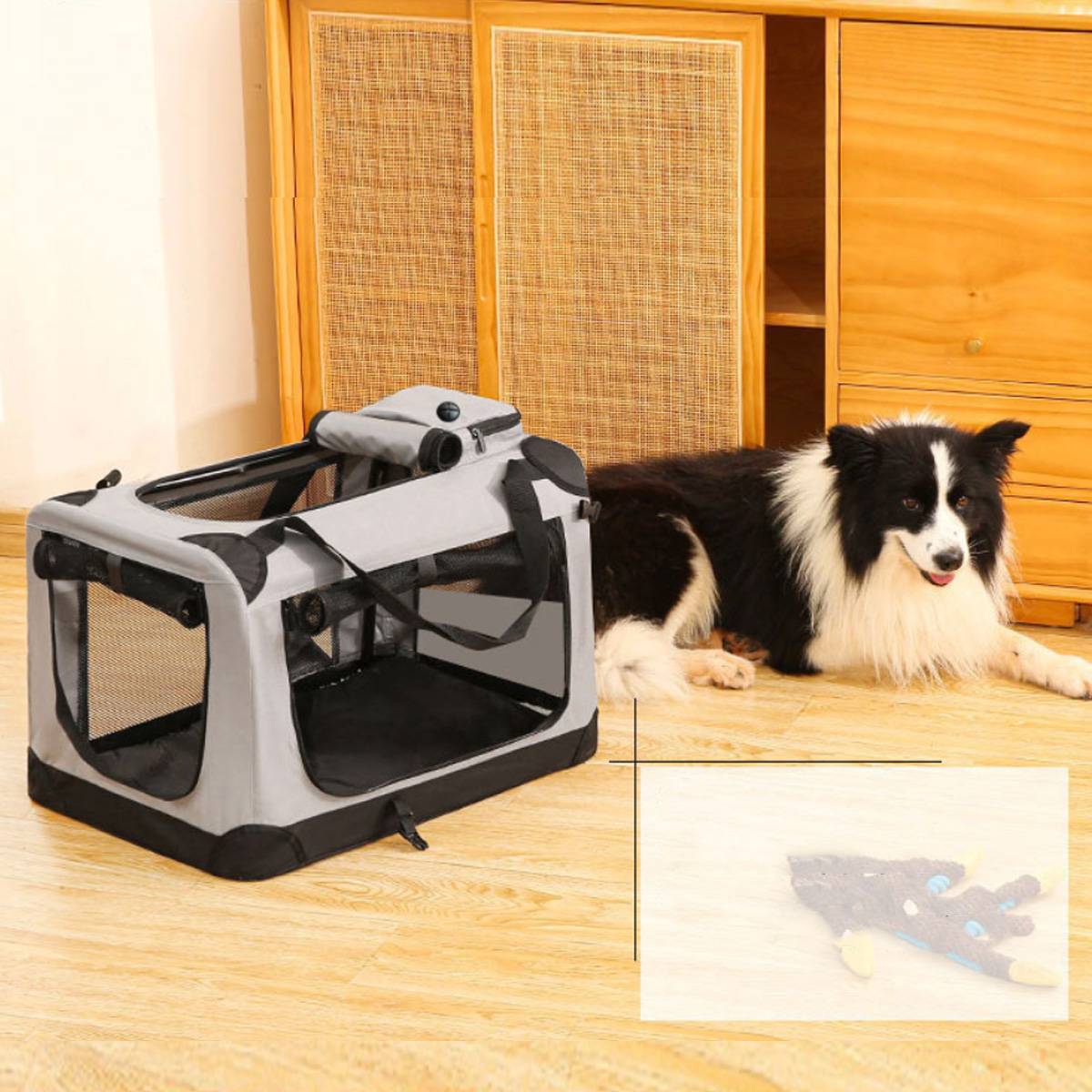 Car Dog Crate - Large Foldable Travel Kennel for Dogs