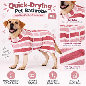 XL Quick-Drying Dog Bathrobe with Adjustable Band