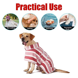 XL Quick-Drying Dog Bathrobe with Adjustable Band