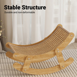 Sisal Cat Rocking Bed With Wooden Frame For Scratching And Napping