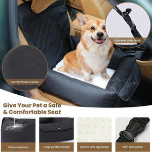 Black Quilted Dog Car Seat for Small Pets