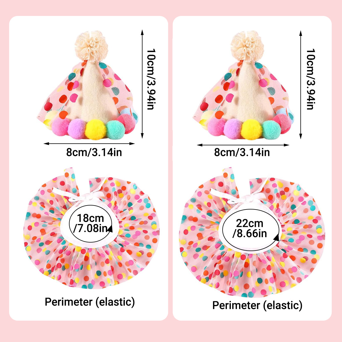 Cute Pet Birthday Dress Up Set with Hat and Ruffle Collar