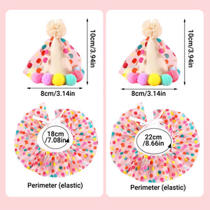 Cute Pet Birthday Dress Up Set with Hat and Ruffle Collar