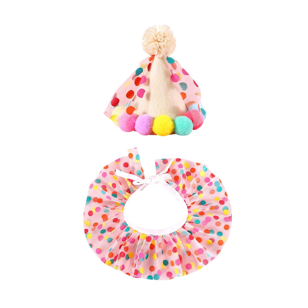 Cute Pet Birthday Dress Up Set with Hat and Ruffle Collar