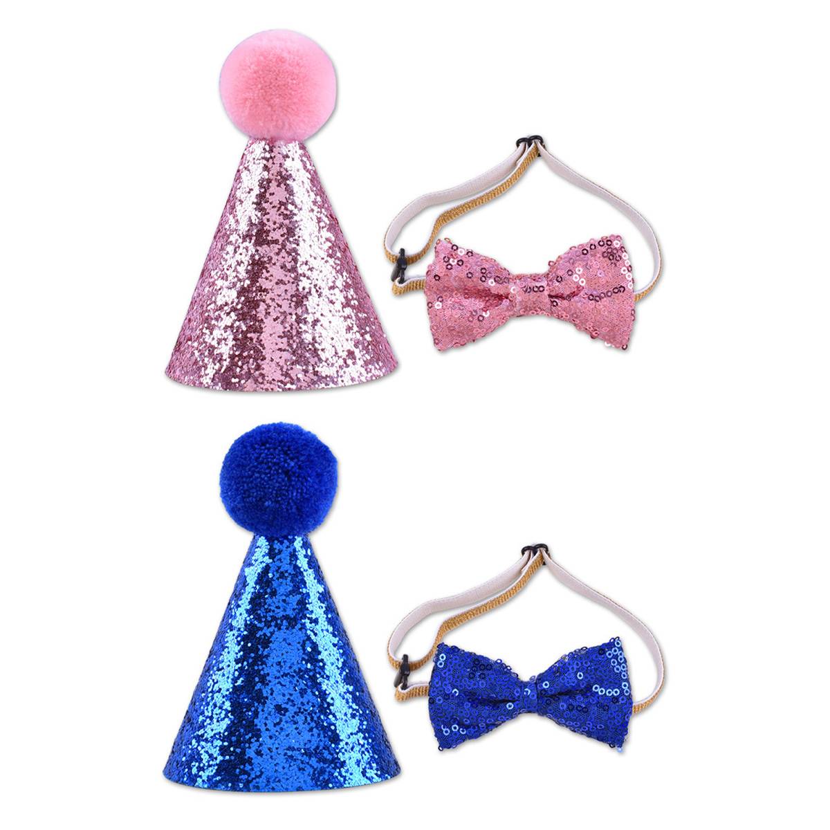 Pet Birthday Hat Sequin Party Hat With Bow Tie