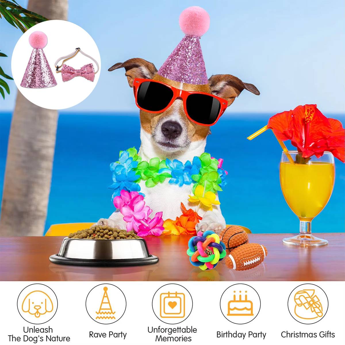 Pet Birthday Hat Sequin Party Hat With Bow Tie