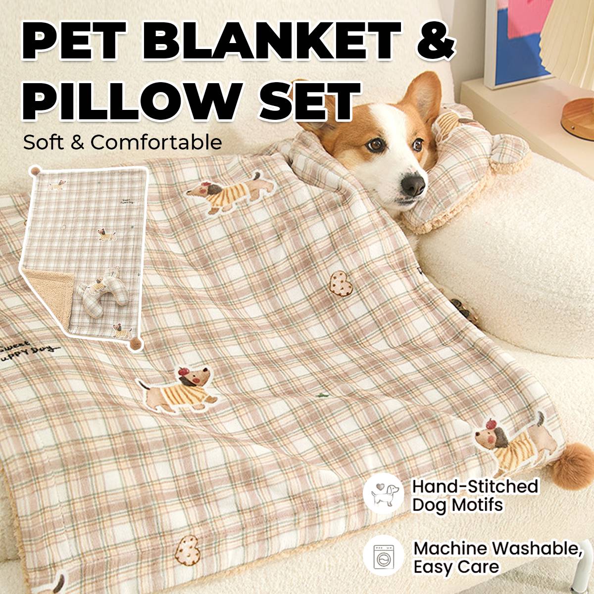 Pet Blanket Pillow Set