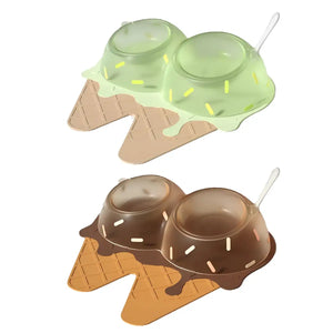 Ice Cream Shaped Tilted Pet Bowl Set for Cats and Small Dogs