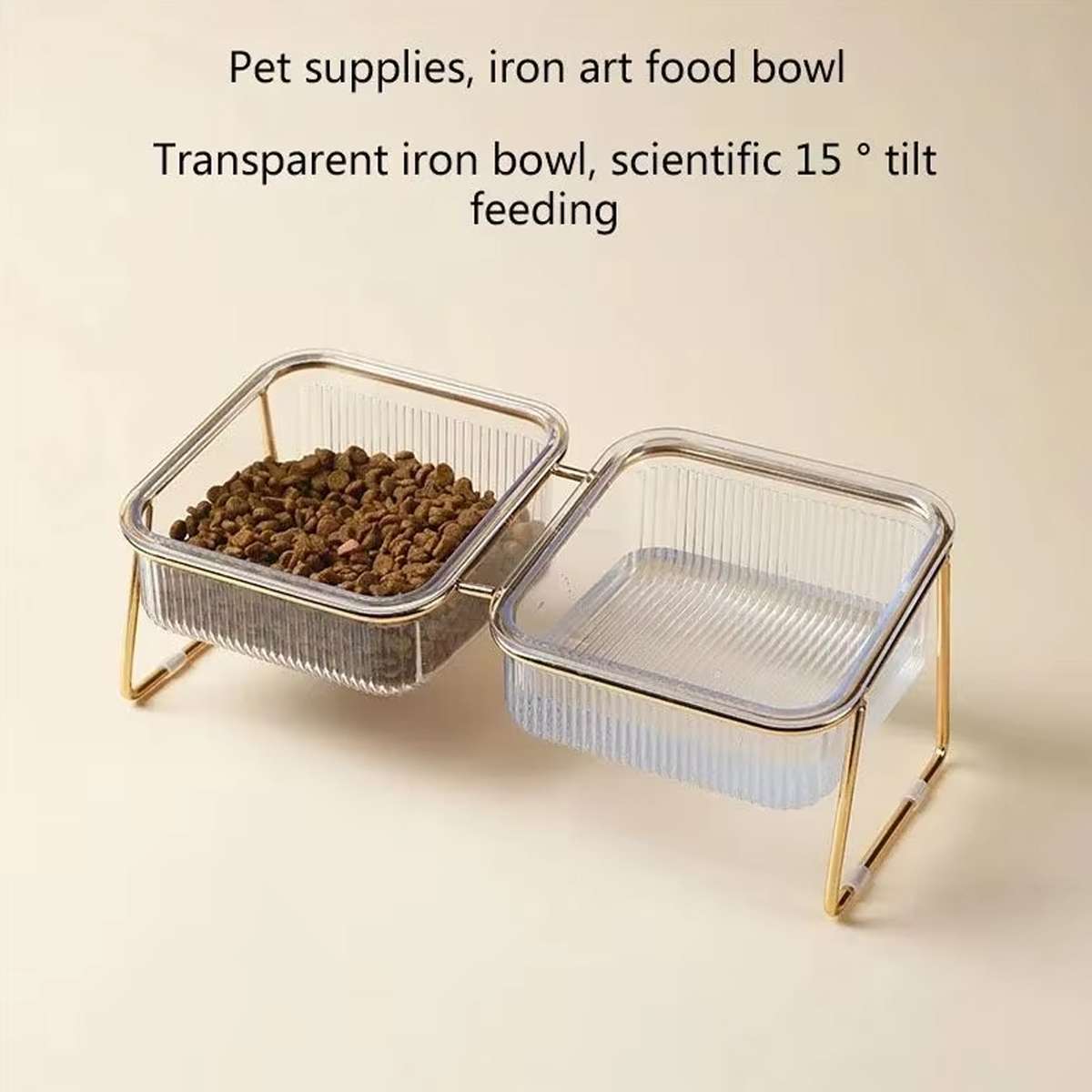 Raised Double Dog Bowls with 15° Angled Stand