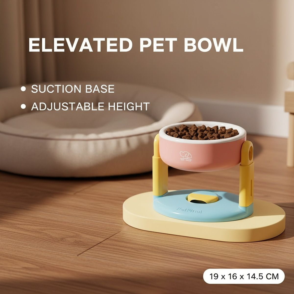 Adjustable Raised Pet Bowl with Suction Base