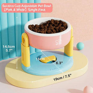 Adjustable Raised Pet Bowl with Suction Base