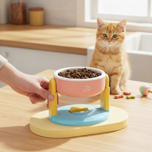 Adjustable Raised Pet Bowl with Suction Base