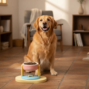 Adjustable Raised Pet Bowl with Suction Base