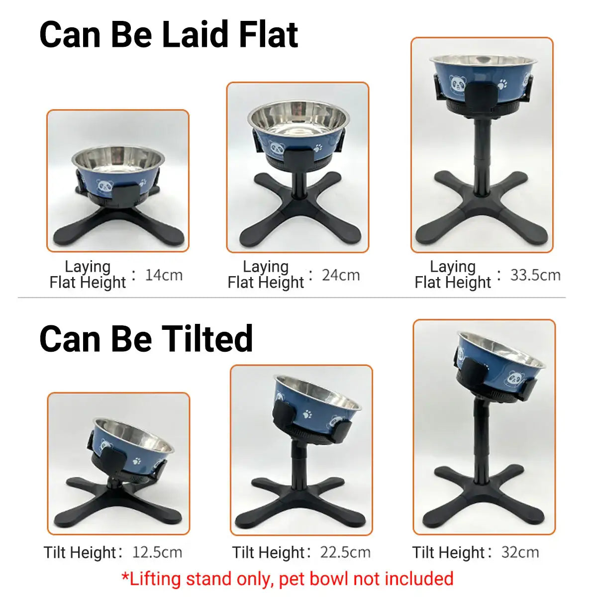 Adjustable Dog Bowl Stand with 3 Heights and Tilt