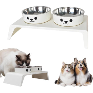 Elevated Dual Pet Bowls with Stand for Cats & Dogs
