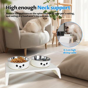 Elevated Dual Pet Bowls with Stand for Cats & Dogs