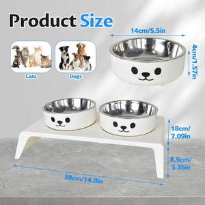 Elevated Dual Pet Bowls with Stand for Cats & Dogs