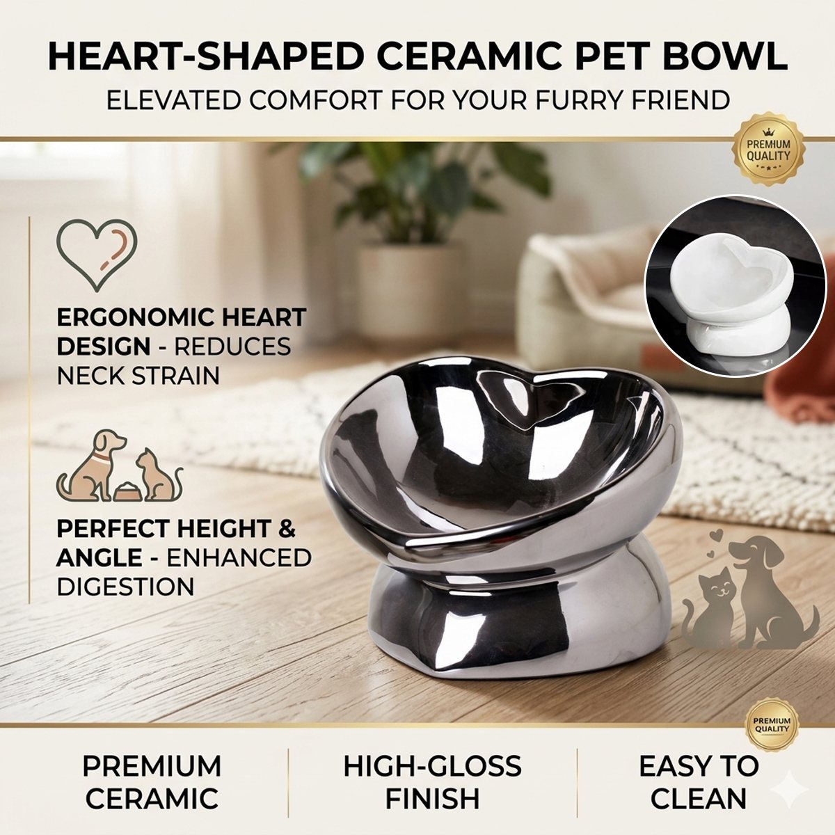 Pet Ceramic Bowl - Anti-Knock Cat & Dog Feeding Dish