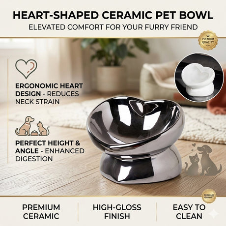 Anti-knock ceramic pet bowl for cats and small dogs