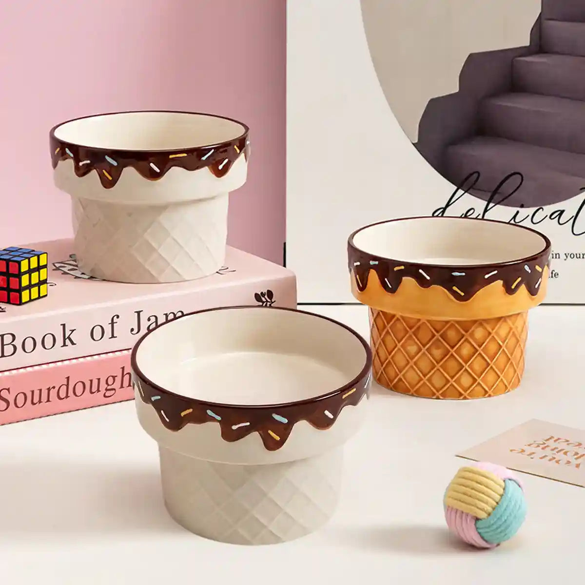Creative Ice Cream Ceramic Pet Bowl