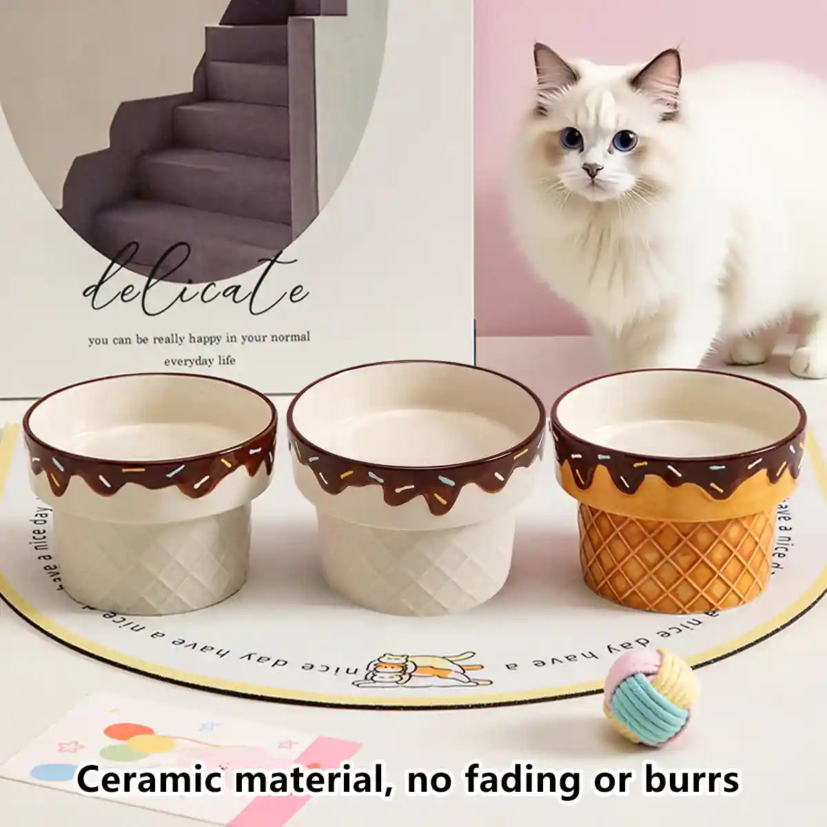Creative Ice Cream Ceramic Pet Bowl