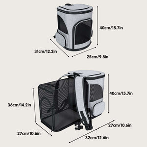 Expandable Pet Travel Backpack - Cat Carrier Bag for Small Dogs