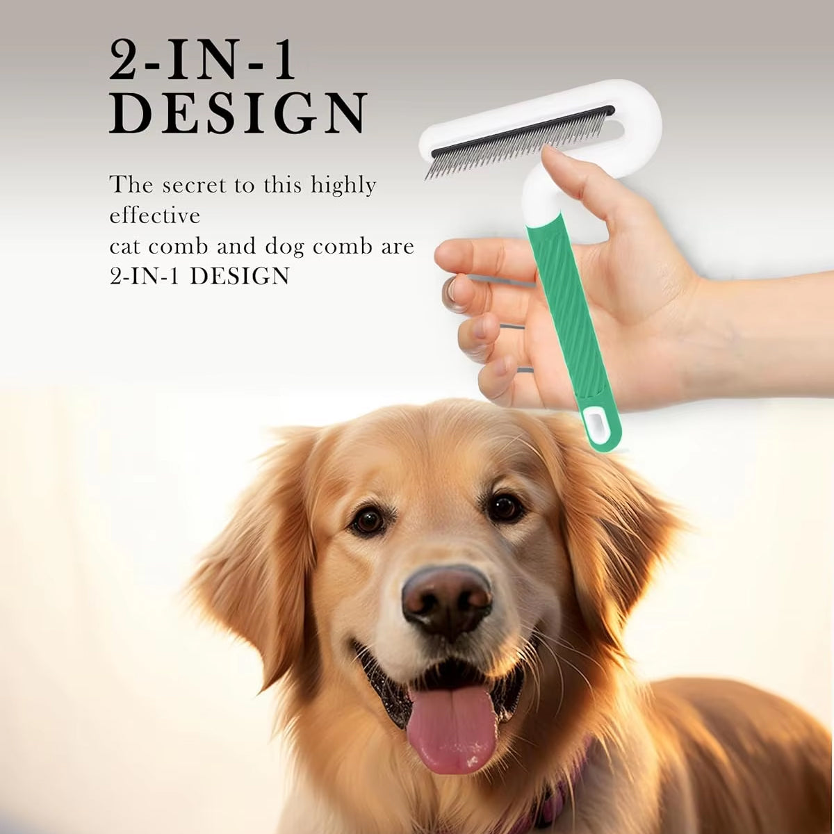 T-Shaped Pet Grooming Comb Dual Teeth Detangler for Cats & Dogs