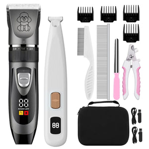Black Rechargeable Pet Hair Clipper Grooming Kit