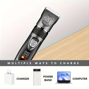 Black Rechargeable Pet Hair Clipper Grooming Kit