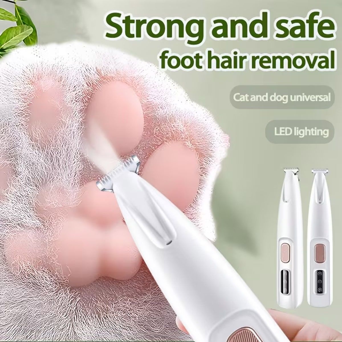 White LED Pet Paw Hair Trimmer with USB Cable