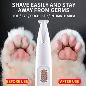 White LED Pet Paw Hair Trimmer with USB Cable