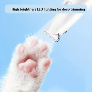 White LED Pet Paw Hair Trimmer with USB Cable