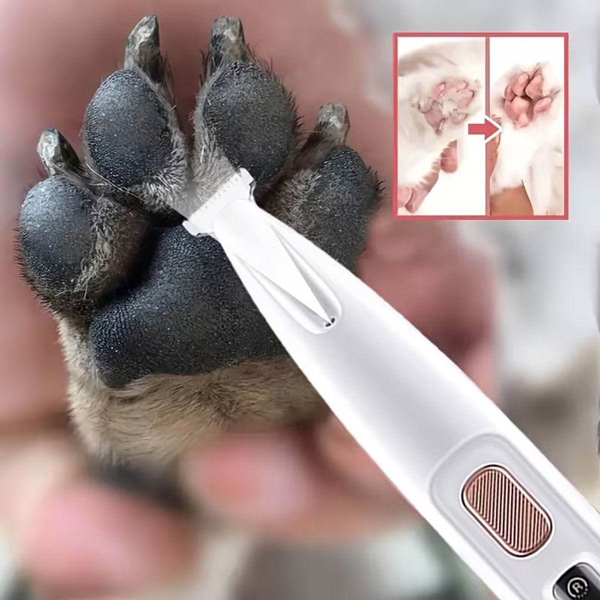 White LED Pet Paw Hair Trimmer with USB Cable