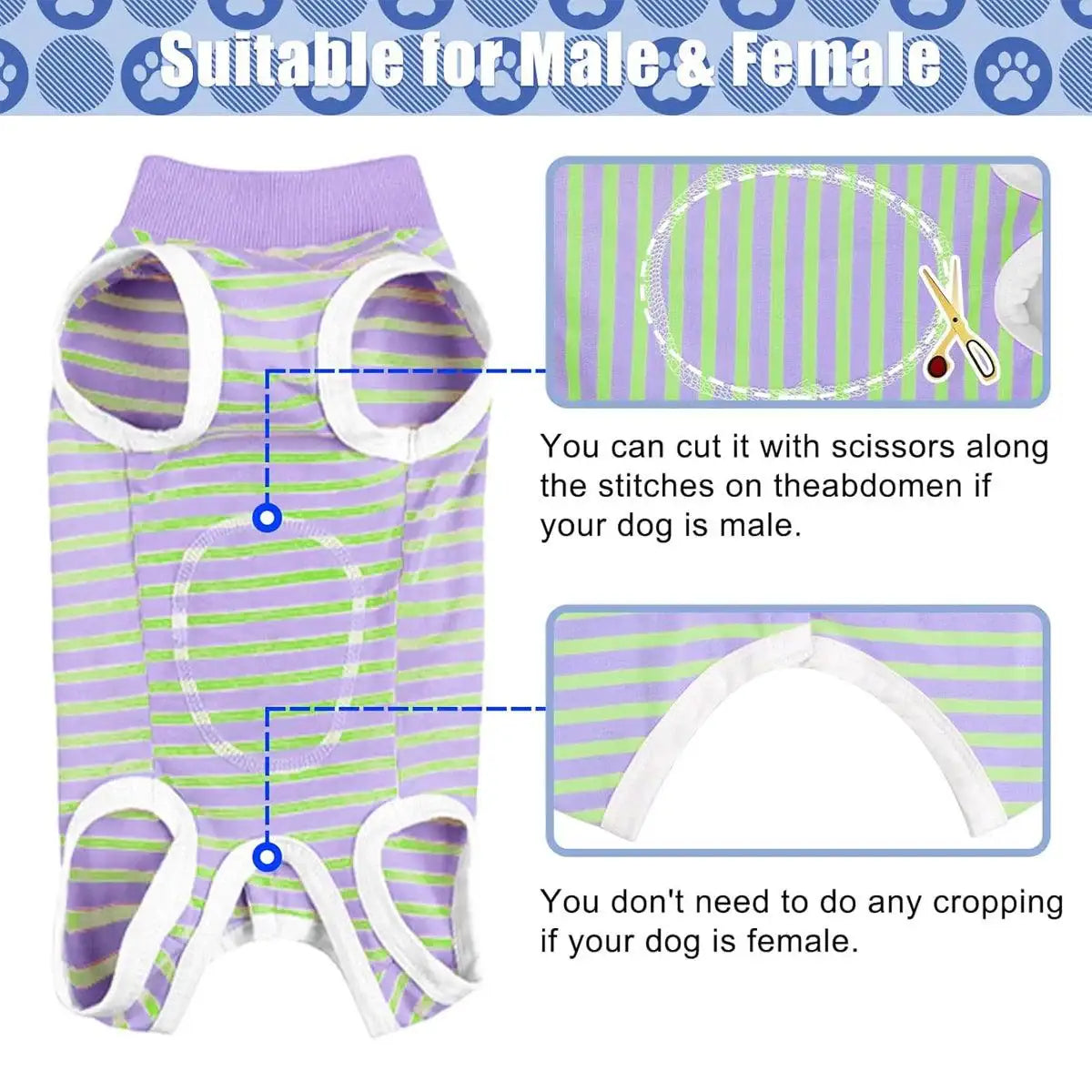 Dog Recovery Shirt Soft Breathable Post Surgery Wear for Female Dogs