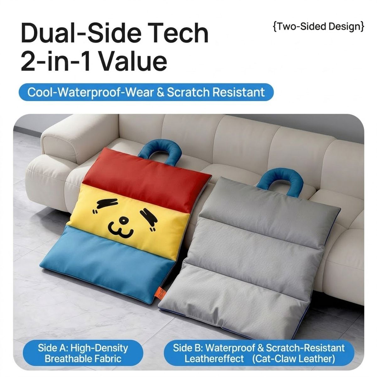 Colour Block Dog Cooling Mat with Carry Handle
