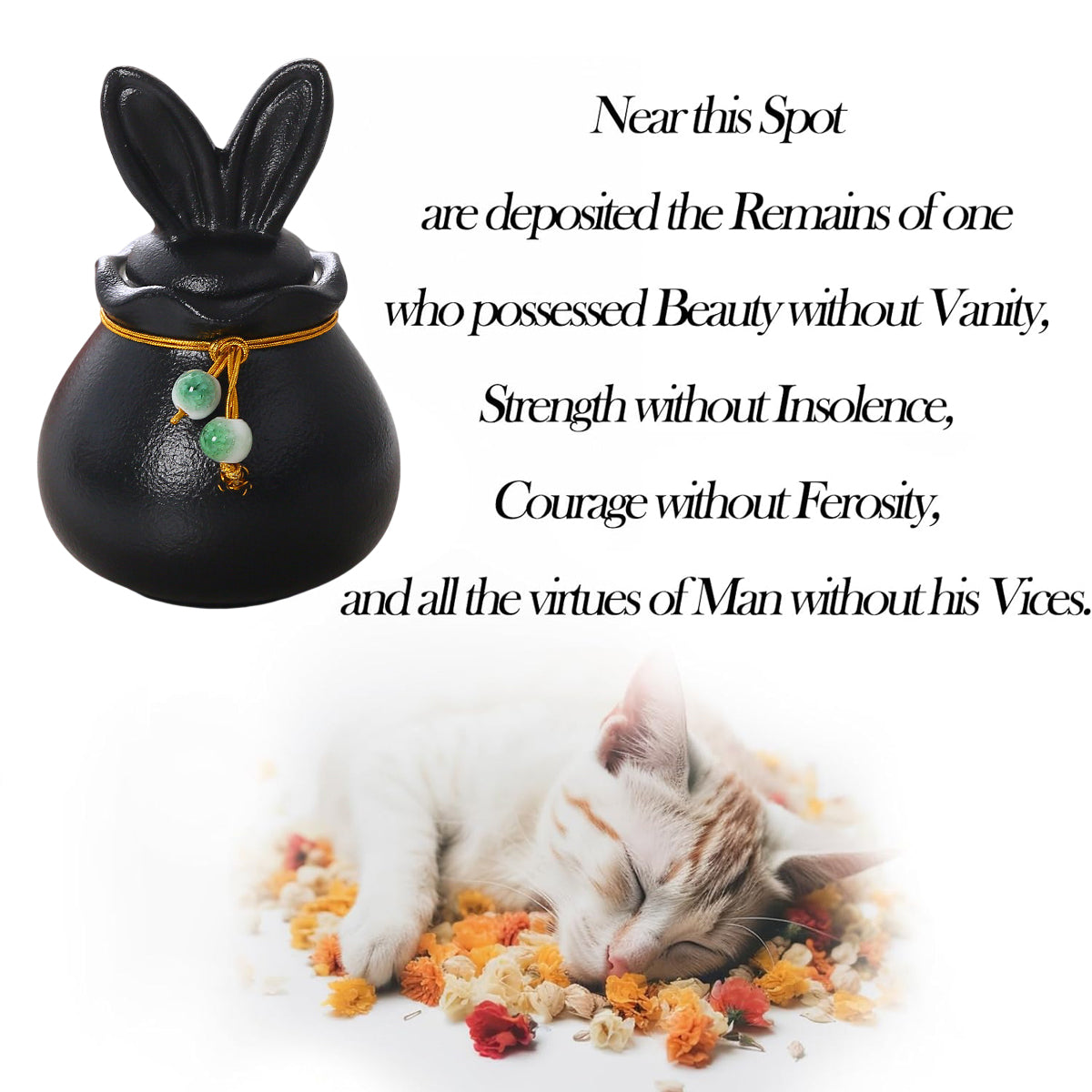 Ceramic Pet Urn Bunny Ear Memorial Keepsake