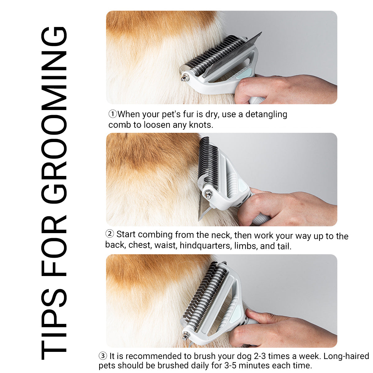 Pet Detangling Comb 2-in-1 Grooming Tool