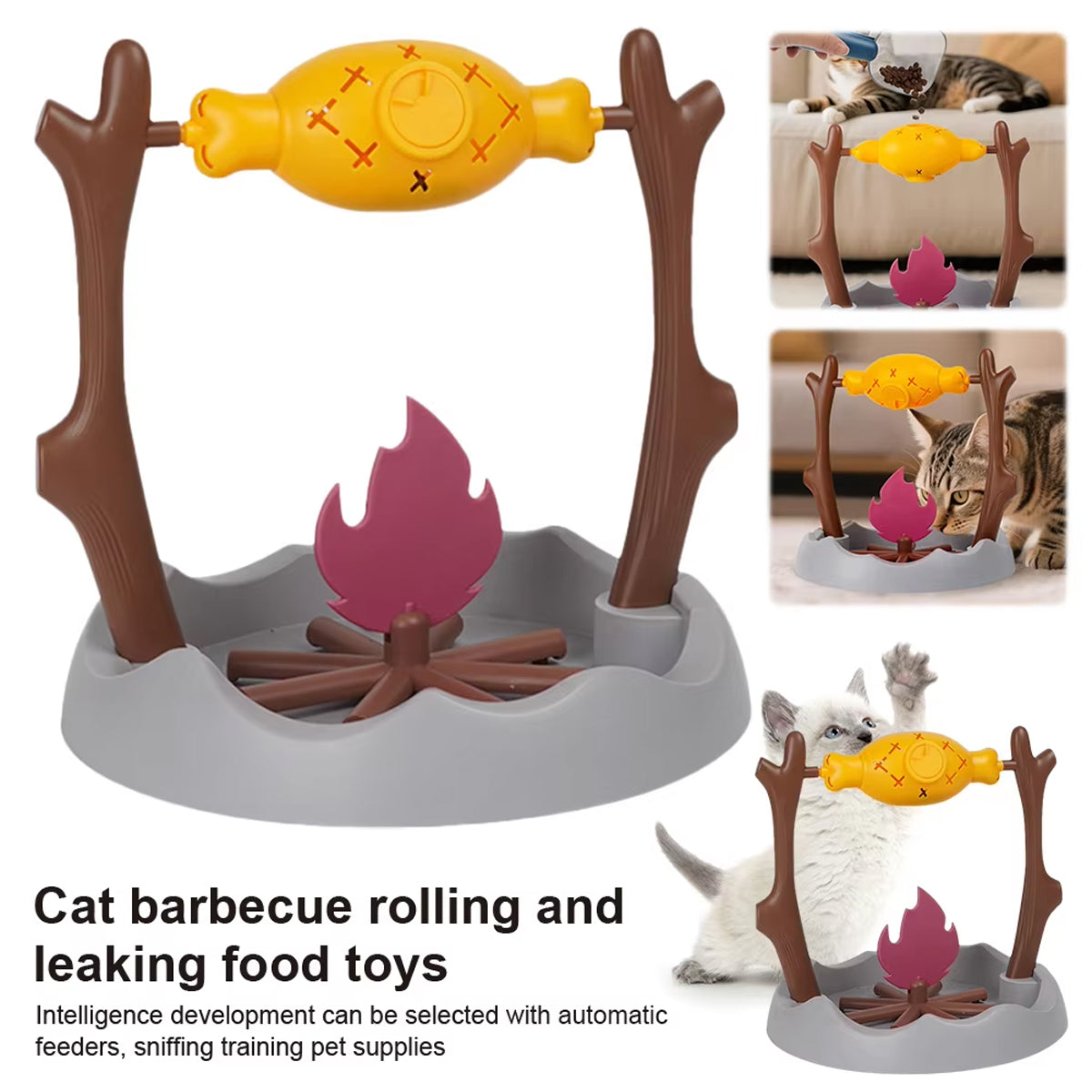 Interactive Pet Toy 360° Rotating Food Dispensing Puzzle Toy for Cats & Dogs