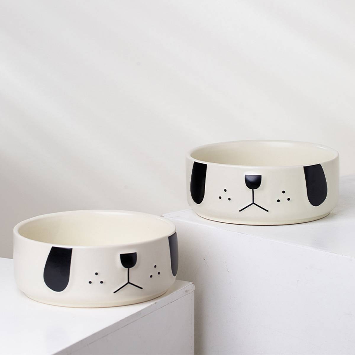 Cartoon Pug Pet Bowl - Ceramic Cat & Dog Food Dish